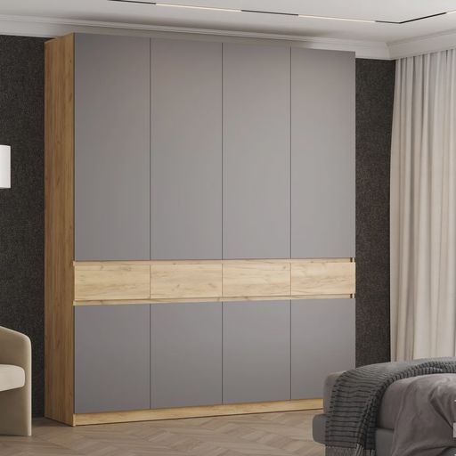 Четырехстворчатый шкаф «Бостон ШК-004», серый